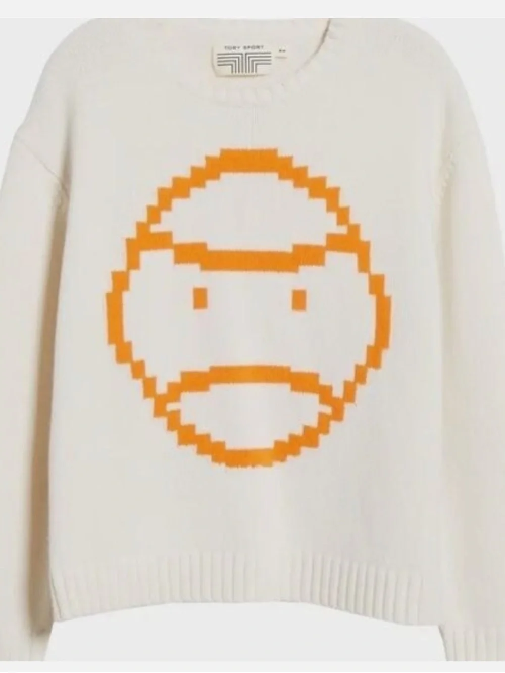 Tory Burch Sport Chunky Merino Pixel Little Grumps Sweater In White Size XS